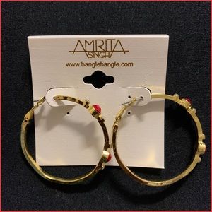 Beautiful Amrita Singh Ruby & Gold Benyamin
Hoop Earrings
